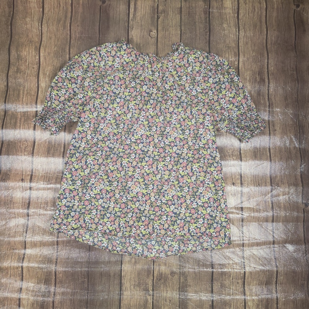 J.Crew Smocked Puff‎ Sleeve Cotton Poplin Top Womens S Multicolor Cottagecore